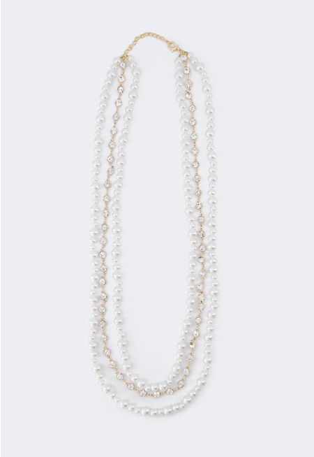 Crystal Faux Pearls Necklace