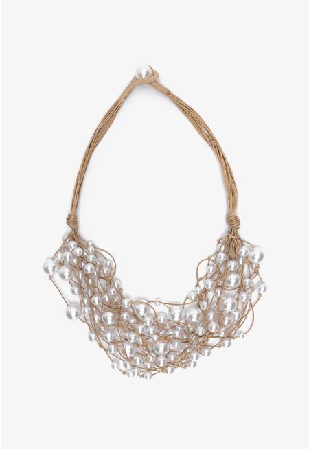 Faux Pearls Embellished Necklace