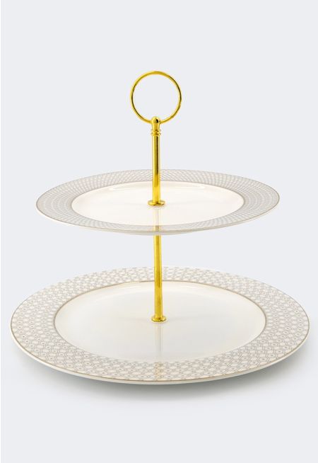 Bone China Two-Tier Cake Stand