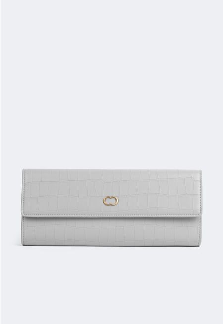 Embossed Croc Clutch