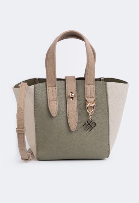 Two Toned PU Leather Handbag