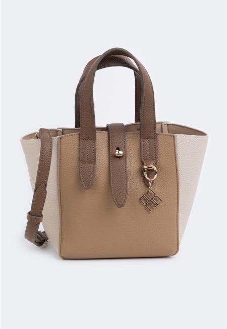 Two Toned PU Leather Handbag