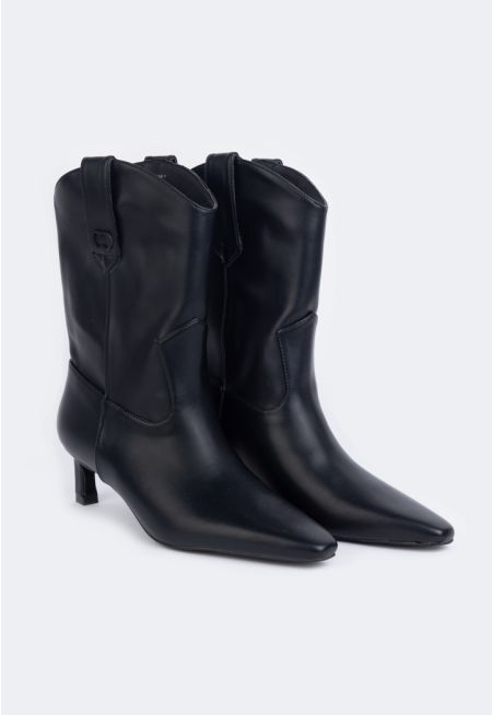 Heeled Solid Boots