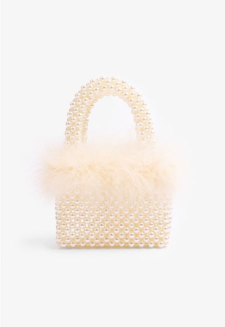 Beaded Faux Feather Bag