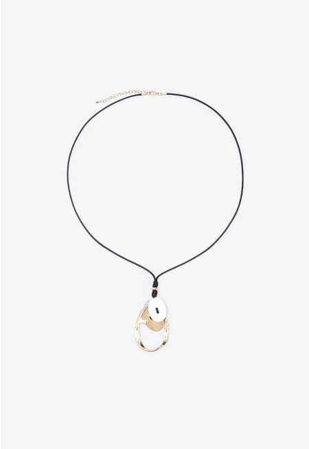 Oblong Button Shape Pendant Necklace -Sale