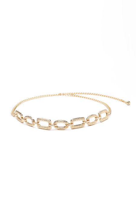 Gold Tone Brass Curb Solid Chain Waist Belt -Sale