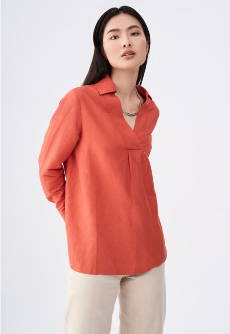 V- Neck Solid Blouse