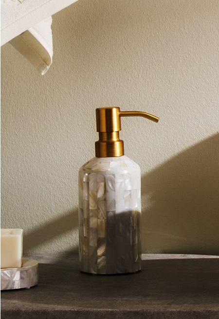 Mother Of Pearl Soap Dispenser With Metal Pump