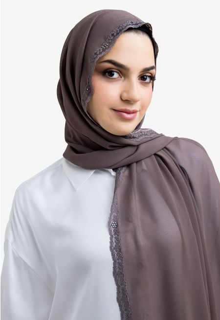 Crystal and Lace Embellished Hijab