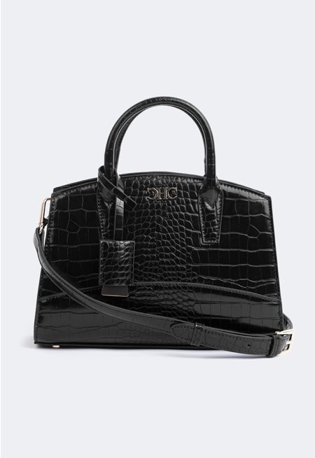 Solid Embossed Croc Handbag