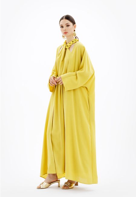 Solid Maxi Open Front Abaya -Sale