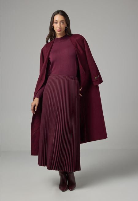 Solid Pleated Maxi Skirt