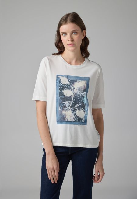 Printed Motif At Front Short Sleeve T-Shirt