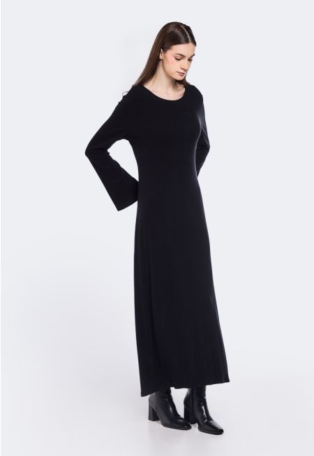 Solid Knitted Maxi Dress