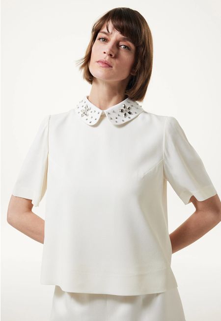 Machka- Embroide Crepe Blouse 