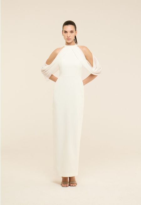 Off-Shoulder Draped Bodycon Gown Dress