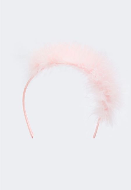 Faux Feather Embellished Wide Headband