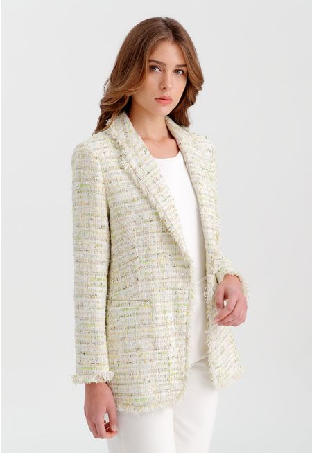 Lurex Tweed Blazer With Frayed Edges -Sale