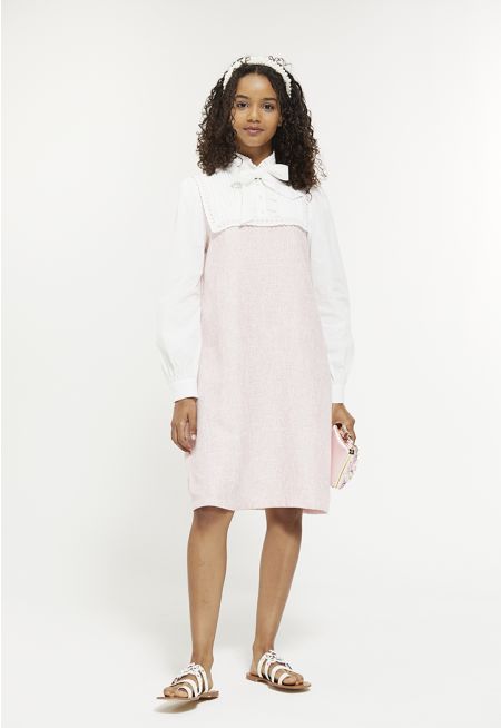 Schiffli Collar Dress