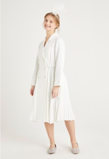 Pleated Sides Blazer Dress