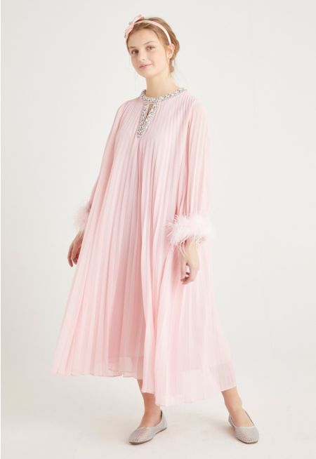 Maxi Faux Feather Dress