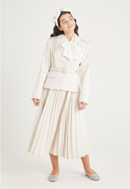 Pleated Skirt Blazer Dress