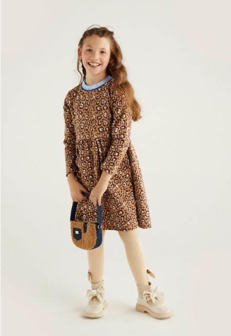 Cheeta Patterned Knitted Dress