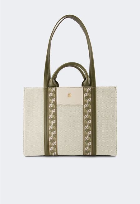 Monogram Detailed Canvas Tote Bag