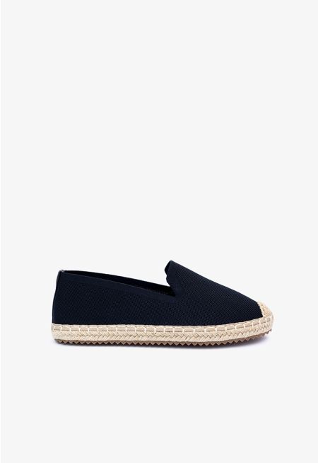 Solid Faux Straw Loafers