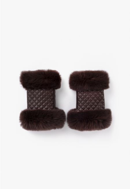 Faux Fur Embellished Fingerless Gloves