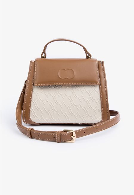 Small Two Toned Textured Hand Bag