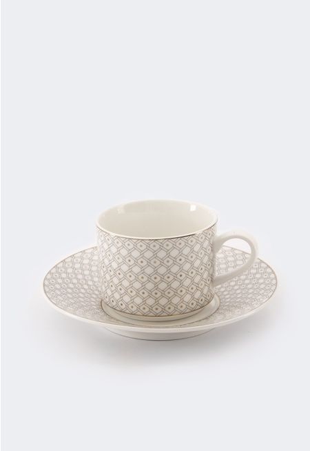 Bone China Tea Cup & Saucer Set (6 Pcs)