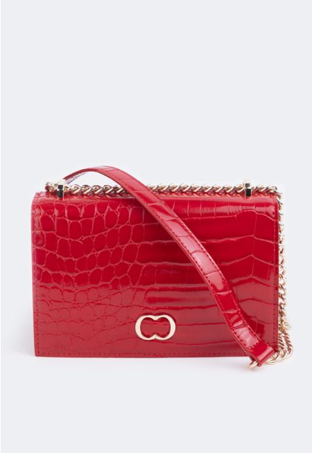 Embossed Croc Crossbody Bag