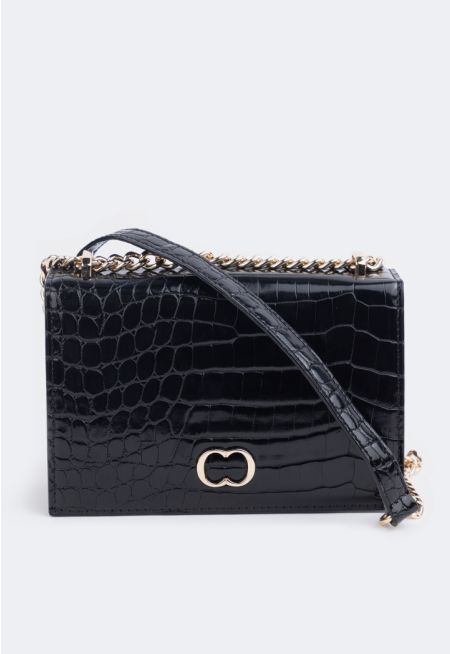 Embossed Croc Crossbody Bag