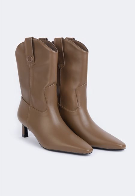 Heeled Solid Boots