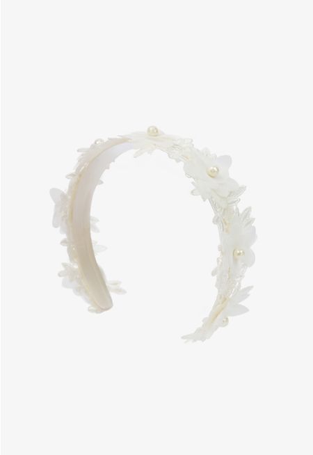 Embellished Floral Faux Pearl Headband