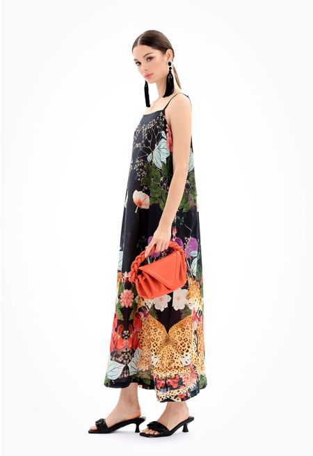 Sleeveless Floral Maxi Under Abaya Dress -Sale