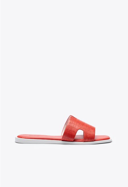 Solid Cutout Vamp Slip On Sandals -Sale