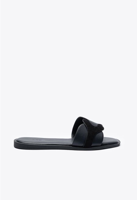 Contrast Inserted Vamp Slip On Sandals -Sale