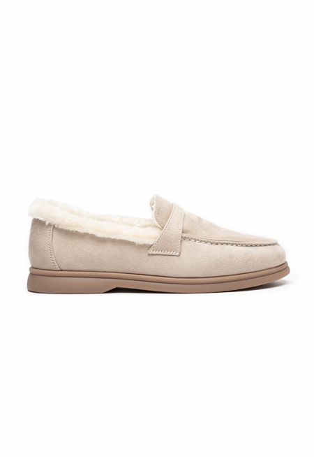 Suede Faux Fur Loafers -Sale