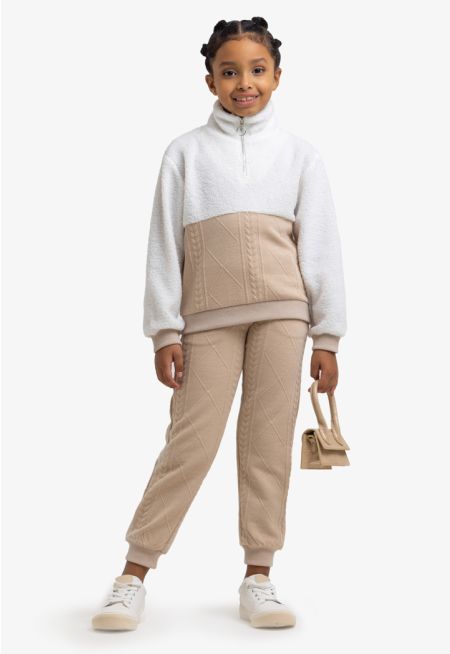 Two Tone High Neck Winter Top and Pants Set -Sale