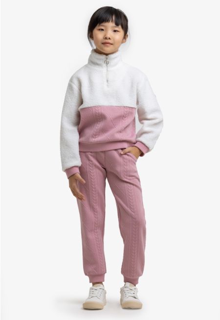 Two Tone High Neck Winter Top and Pants Set -Sale
