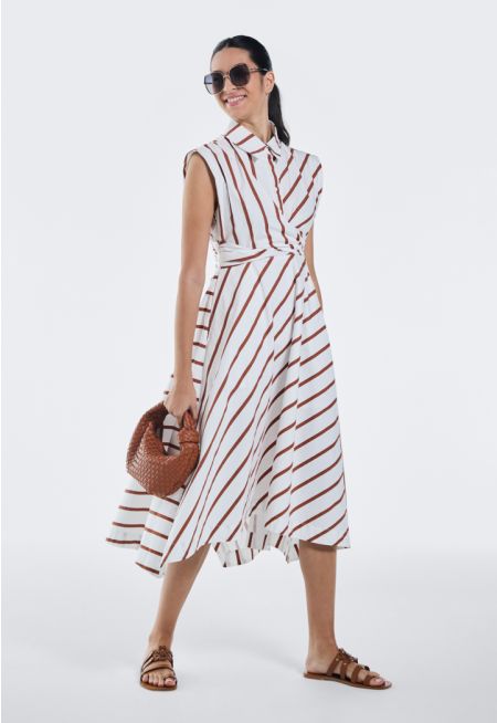 Striped Sleeveless Asymmetrical Hem Dress