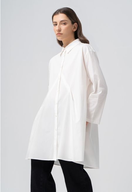 Oversize Pleated Flared Shirt