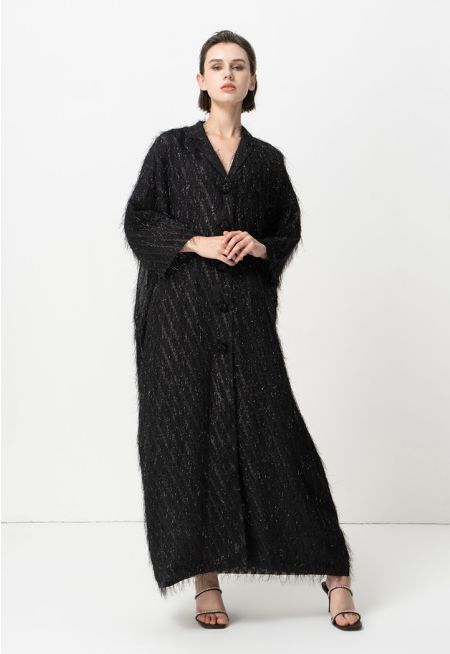 Lurex Faux Feather Maxi Jacket