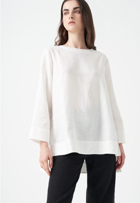 Solid Long Sleeves Linen Blouse