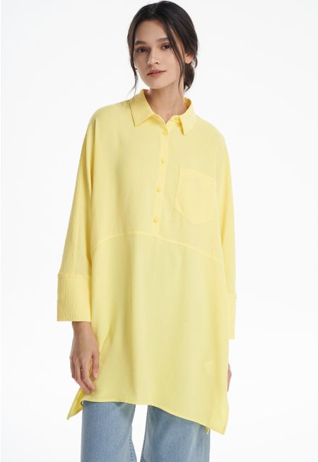 Oversized Textured Tiered Shirt -Sale
