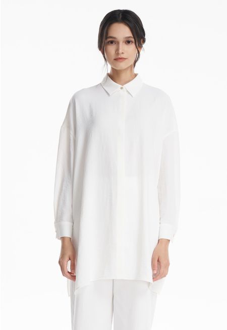 Relaxed Solid Textured Shirt -Sale