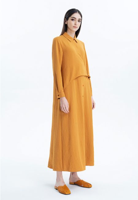 Asymmetrical Flap Belt Solid Dress -Sale