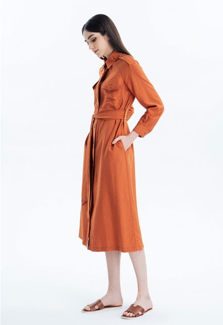Classic Long Jacket With Flap Pockets -Sale